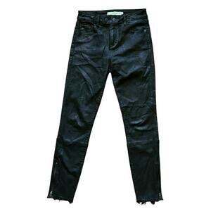Hidden Mid-Rise Frayed Hem Zipper Ankle Skinny Jeans 26X28